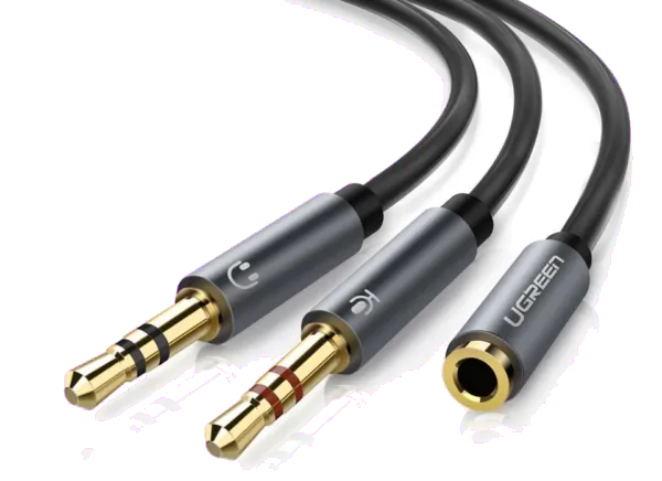 Ugreen AV140 adaptor audio stereo 2 x 3.5mm jack (T) la 3.5 mm jack (M) 0.2m negru