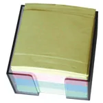 Economy Set cub notite color 9x9cm 500 file cu suport transparent