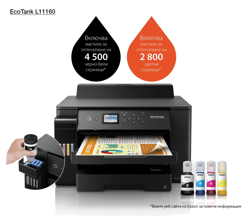 Epson Imprimanta inkjet color CISS L11160, A3+ viteza max 32ppm alimentare 550 coli 
