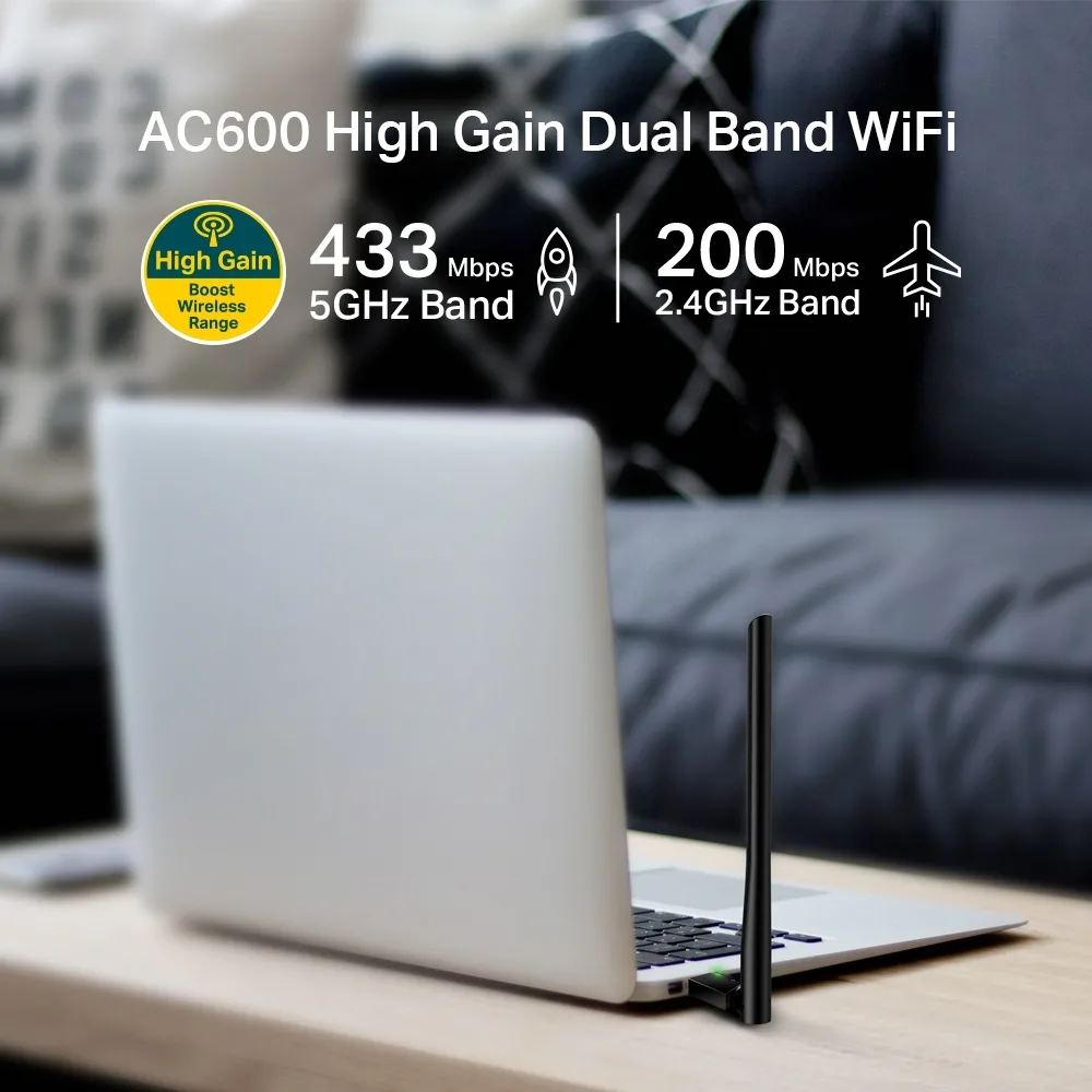 TP-Link Adaptor USB Wireless AC600 2.4 / 5 GHz. 200/433 Mbps, USB 2.0 lifestyle