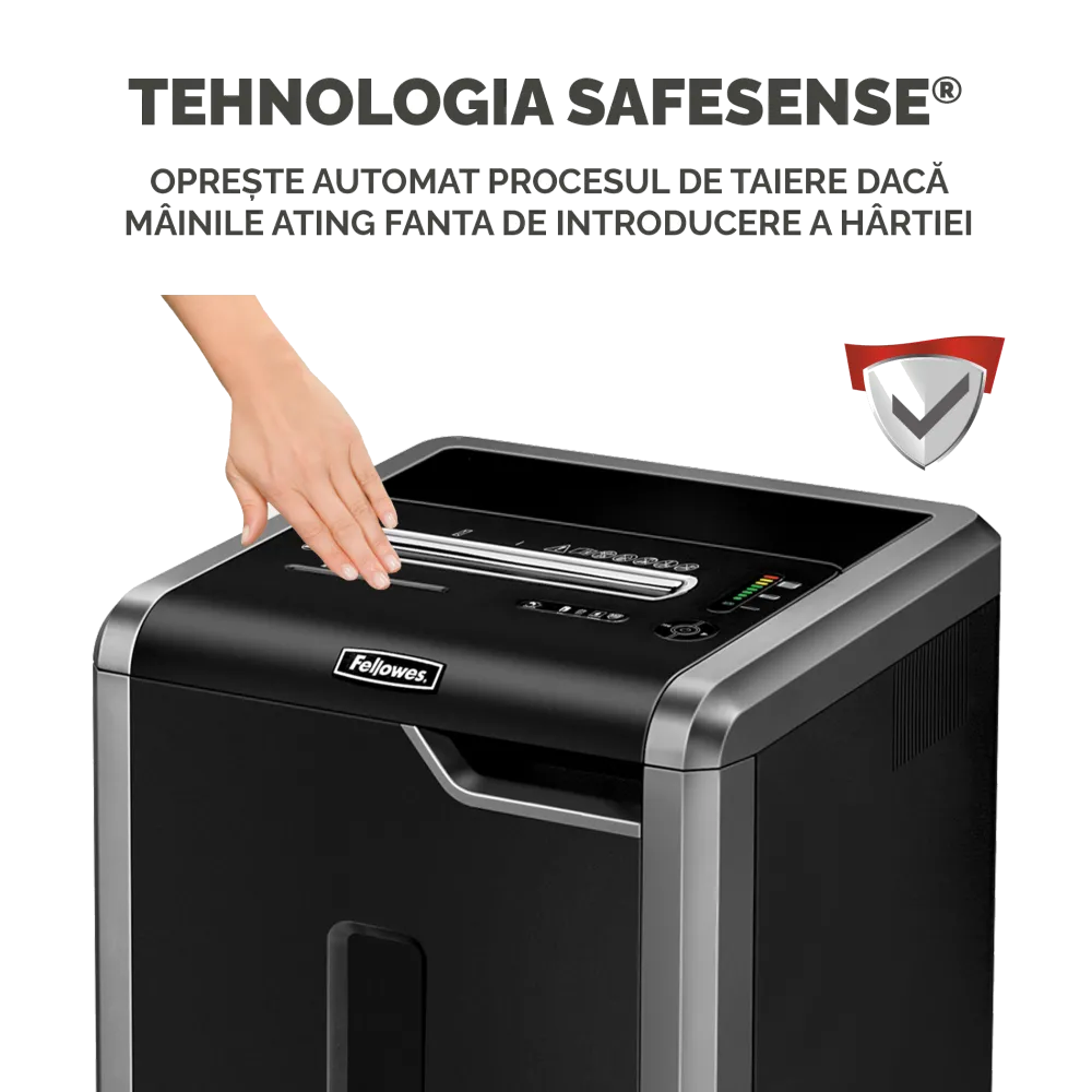 Fellowes Distrugator documente 325Ci, 22-24 coli, particule 4x38 mm, P-4, cos 83L 