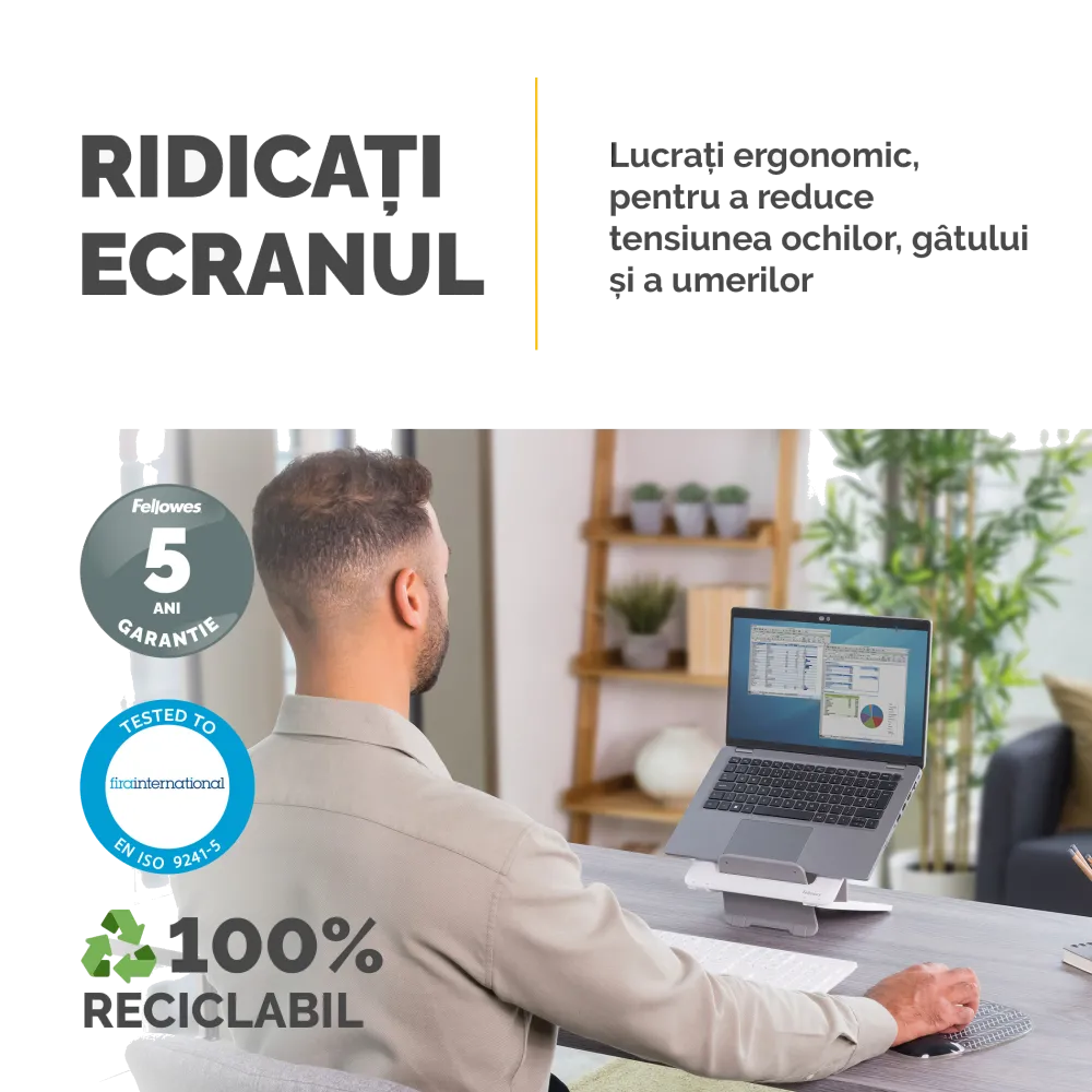 Fellowes Breyta Laptop Stand White suport laptop 14inch si maxim 4kg, 