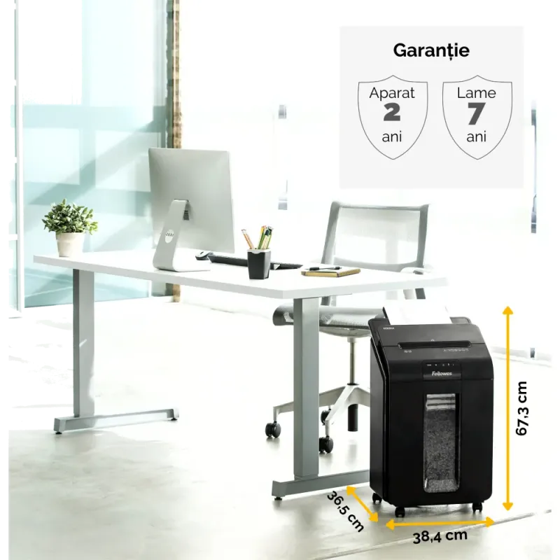 Fellowes Distrugator documente AutoMax 100M, ADF 100 coli, 10 coli manual, 4x10 mm, P-4, cos 23L lifestyle