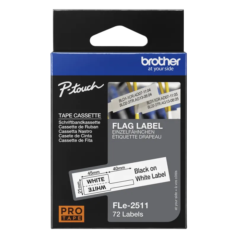 Brother Etichete cabluri FLE-2511 45x21mm negru pe alb 