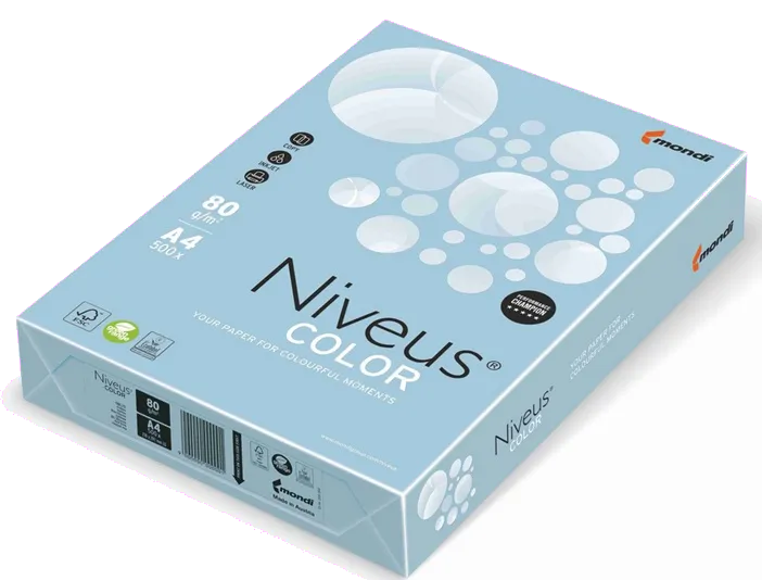 Niveus Hartie colorata A4 80g/mp Albastru Ice Pal OBL70, 500 coli