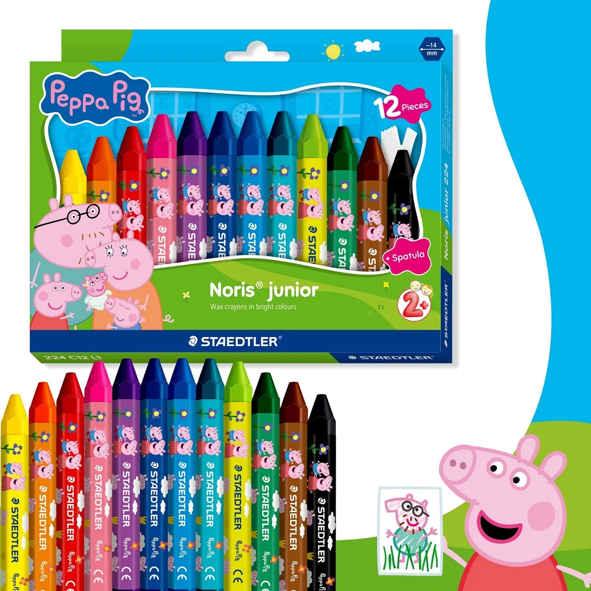 Staedtler Peppa Pig creioane ceara jumbo, set 12 culori