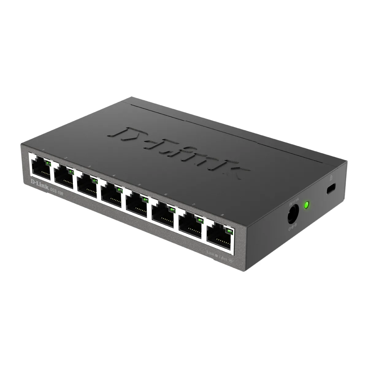 D-Link Switch 8-port 10/100/1000Mbps, Carcasa metalica angle