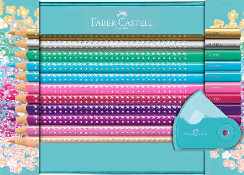 Faber-Castell Set Sparkle 20 creioane colorate cu ascutitoare sleeve lifestyle