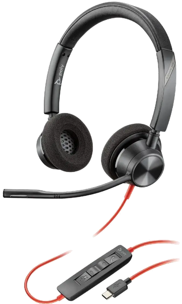 HP Poly Casca Blackwire 3320 cu fir, Binaural, On-Ear, conectare USB-C, adaptor C/A