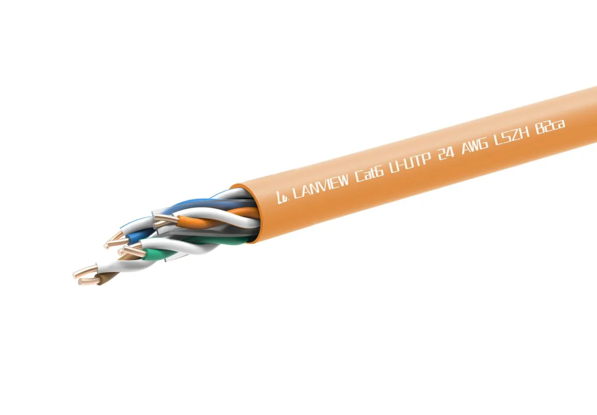 Lanview LVN122156 cablu Cat6 U/UTP 305m AWG24 LSZH B2ca PoE++ portocaliu