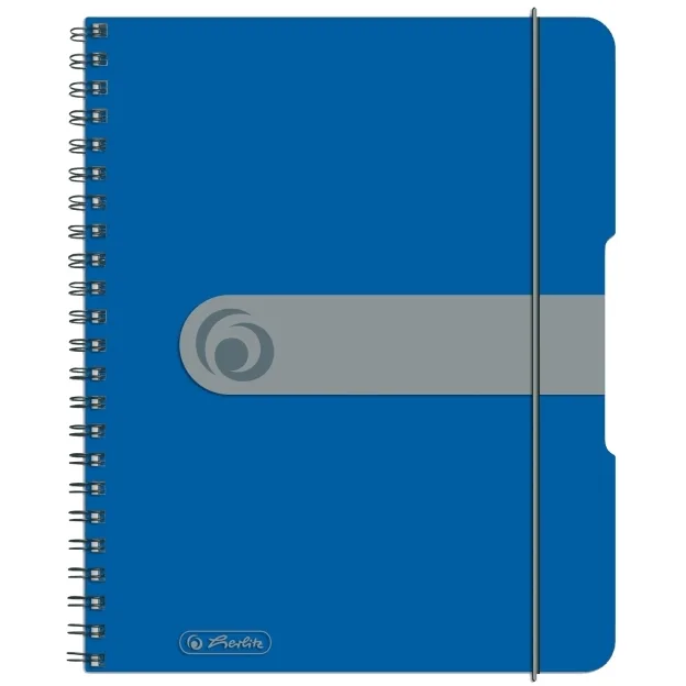 Herlitz Caiet A5 matematica spirala 80 file 80g, 4 perf, albastru