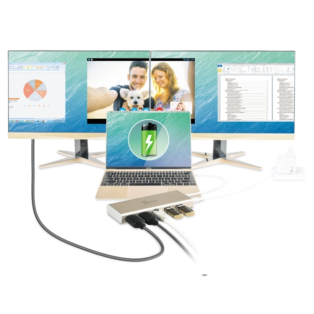 j5create JCD381-N Mini dock USB-C, Dual HDMI 