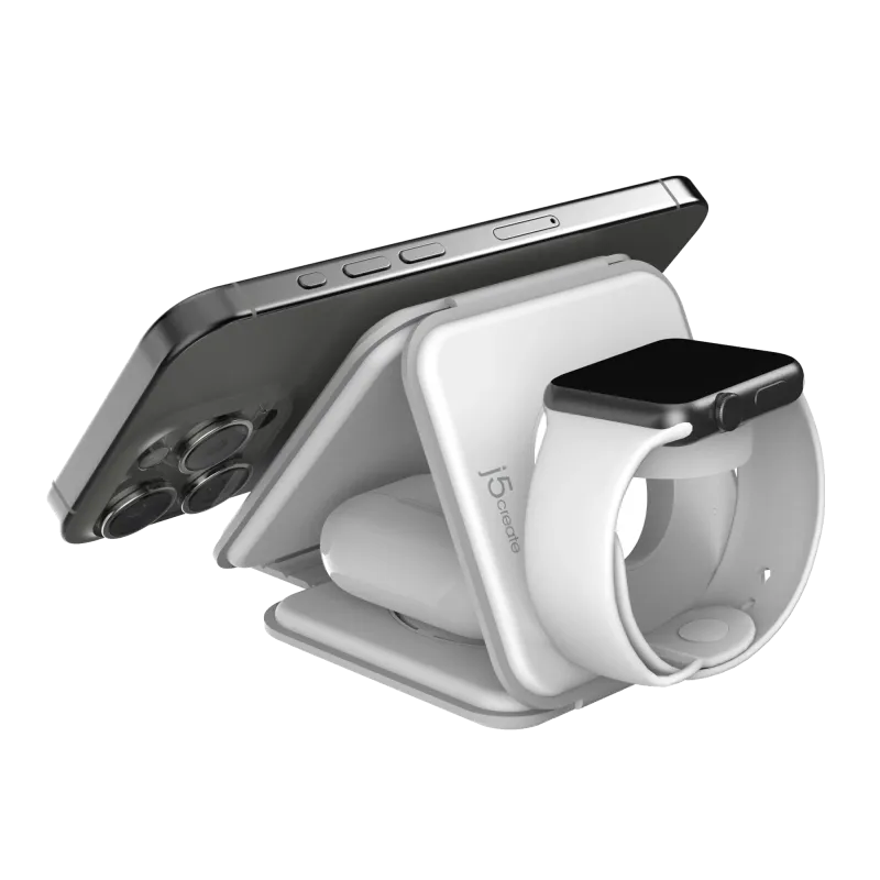 j5create Incarcator portabil magnetic fara fir JUPW3215W, Qi2, 3-IN-1