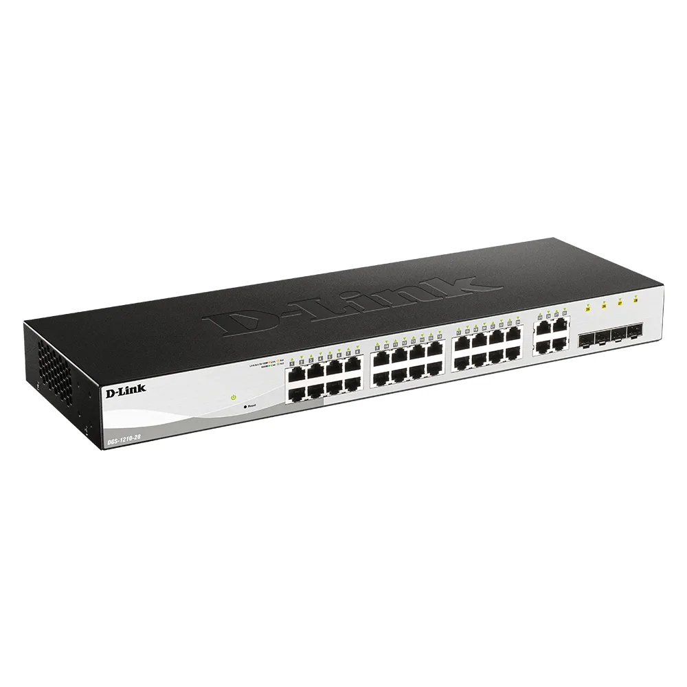 D-Link DGS-1210-28 switch Smart 24 porturi + 4 SFP angle