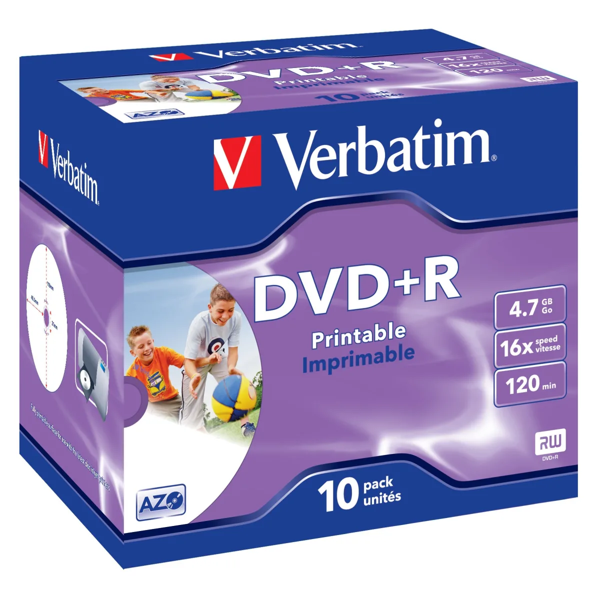 Verbatim DVD+R 16x, 4.7 GB, Jewel Case, printabil inkjet
