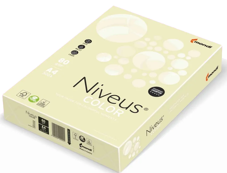 Niveus Hartie colorata A4 80g/mp Galben Vanilie Pal BE66, 500 coli