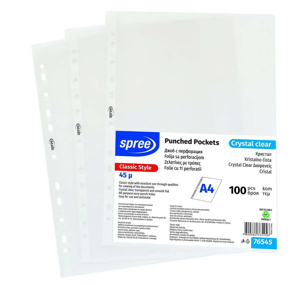 Office Set 100 file protectie A4 cristal 45 microni