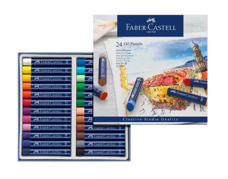 Faber-Castell Creioane pastel pe baza de ulei 24 culori pentru desen