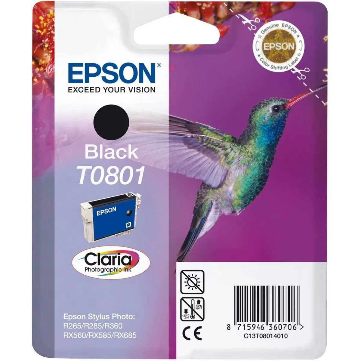 Epson T080140 cartus negru pentru Stylus P50, R265, R285, R360