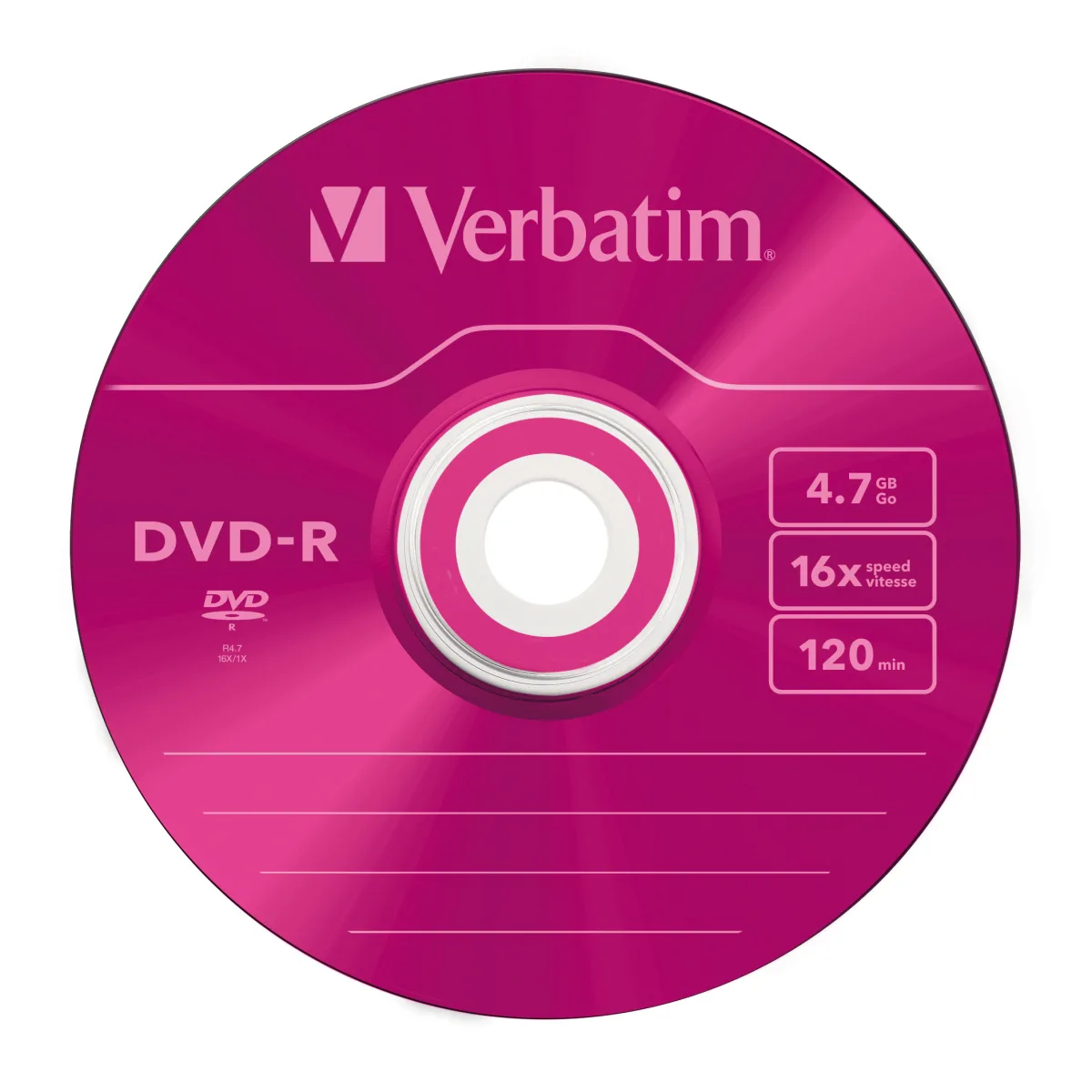Verbatim DVD-R, 16x, 4.7GB, 120min, matt silver, Slim Case angle