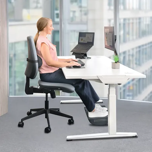 Fellowes Perna lombara ergonomica neagra cu curea reglabila 