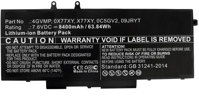 CoreParts Laptop Battery 61Wh Li-ion 7.6V 8000mAh for Dell Latitude 5400, 5500