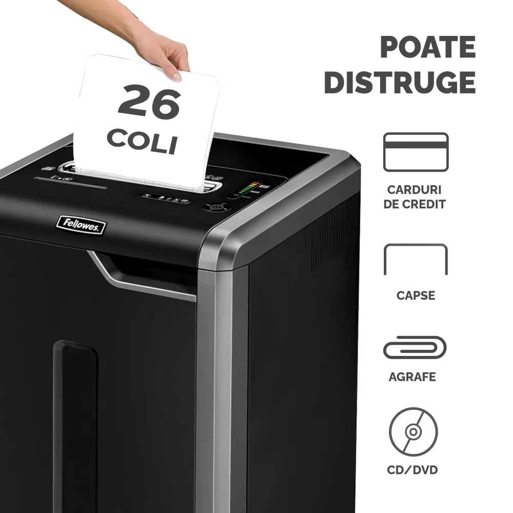 Fellowes Distrugator documente 325i, fasii 5.8 mm, 24-26 coli, P-2, cos 83L 