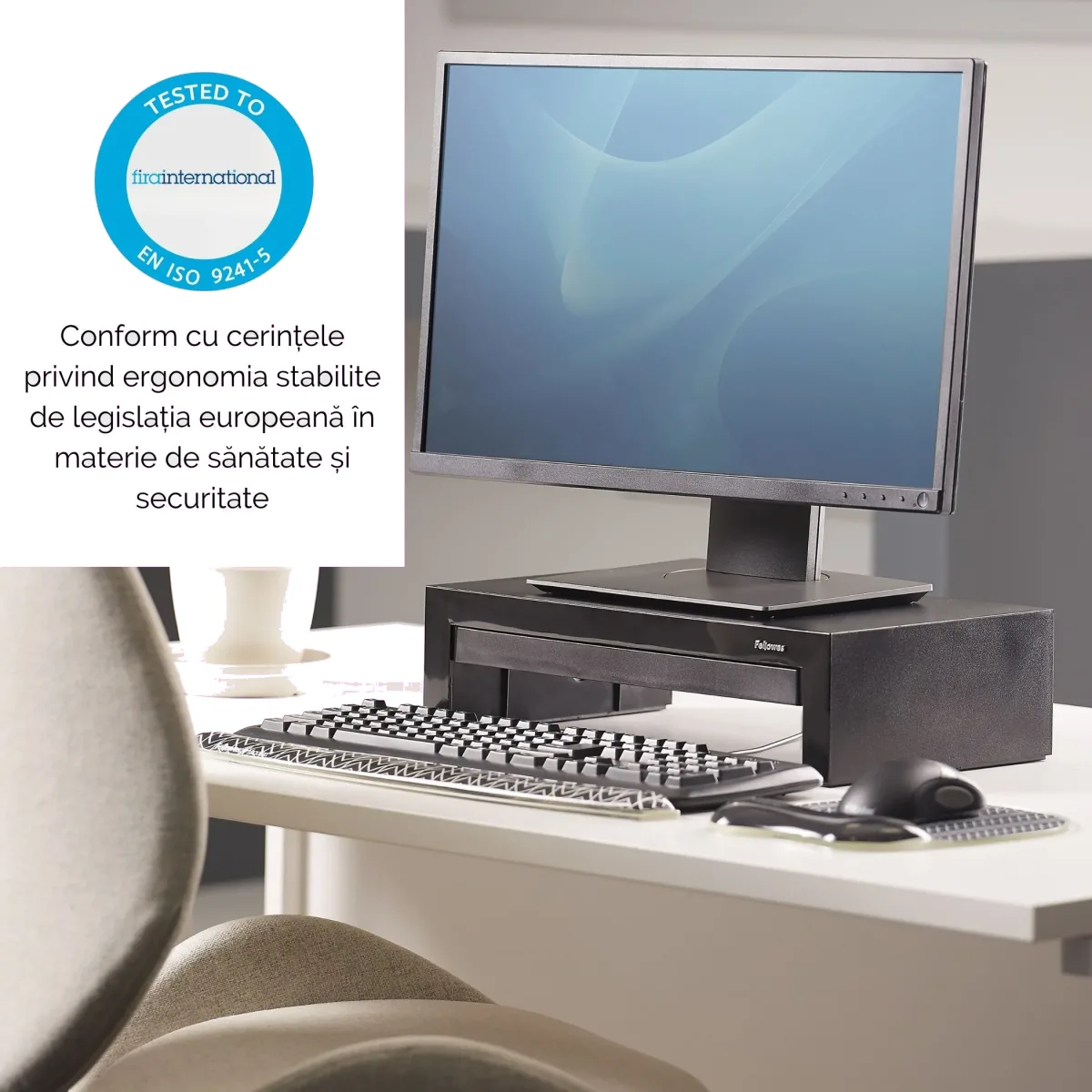 Fellowes Designer Suites inaltator monitor reglabil, pana la 18kg lifestyle