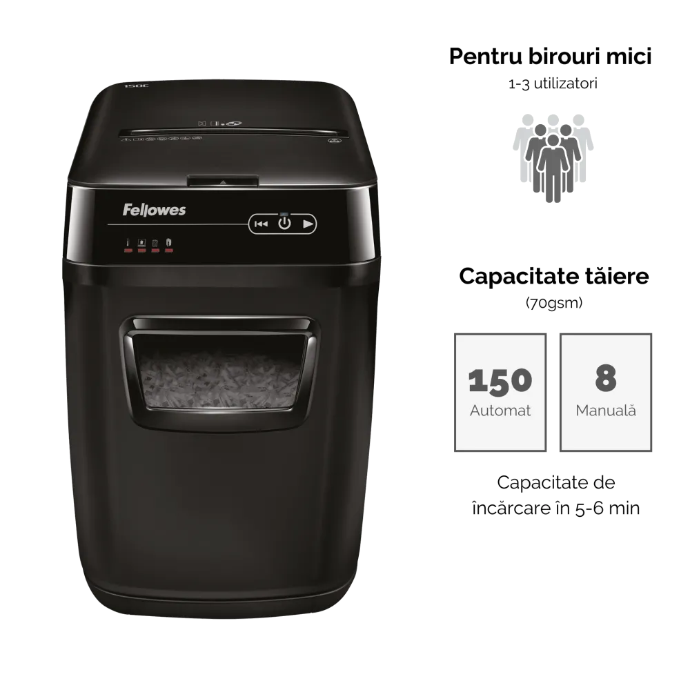Fellowes AutoMax 150C distrugator automat 150 coli, P-4, cos 32L 
