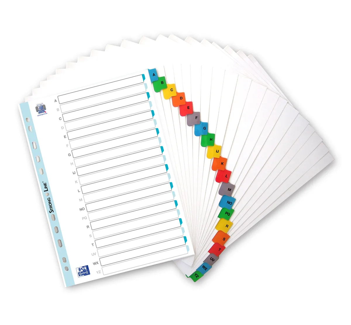Oxford Index alfabetic A4 A-Z carton, 20 file, margine color