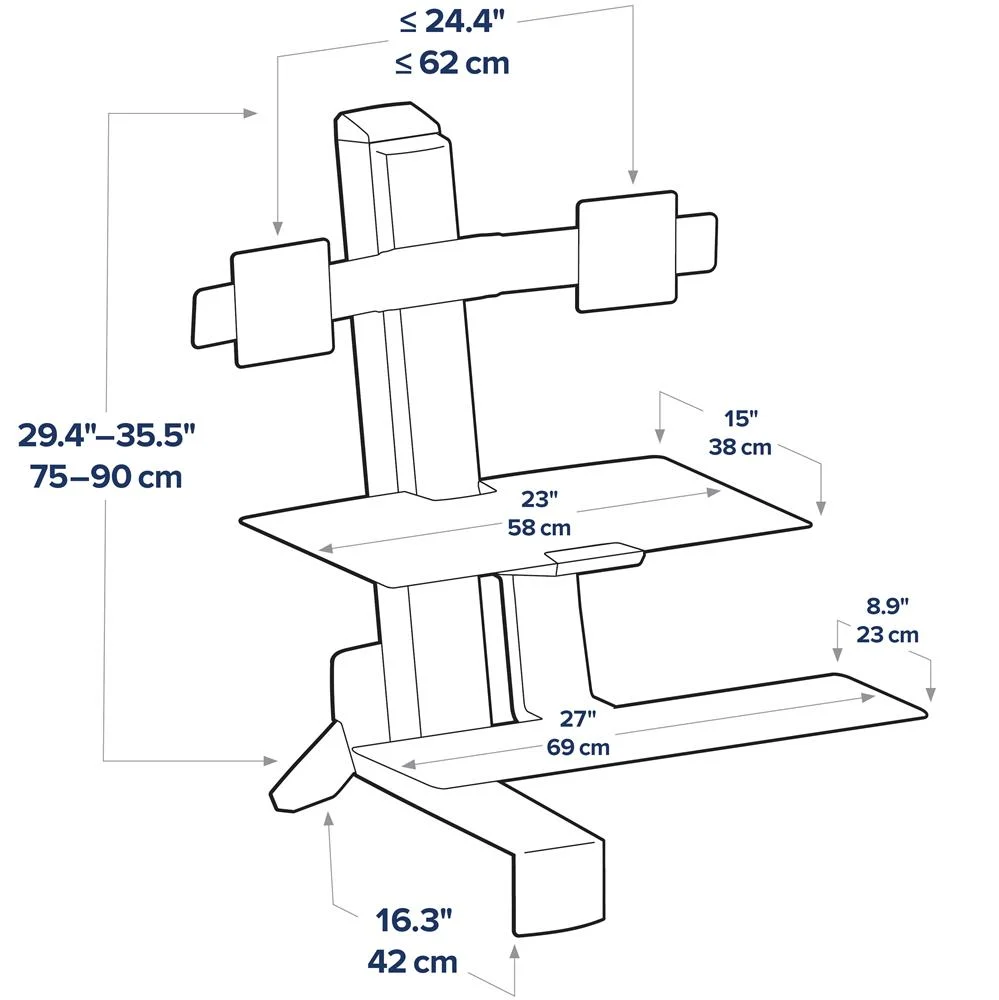 Ergotron WorkFit-S, Dual Monitor with Worksurface+ 