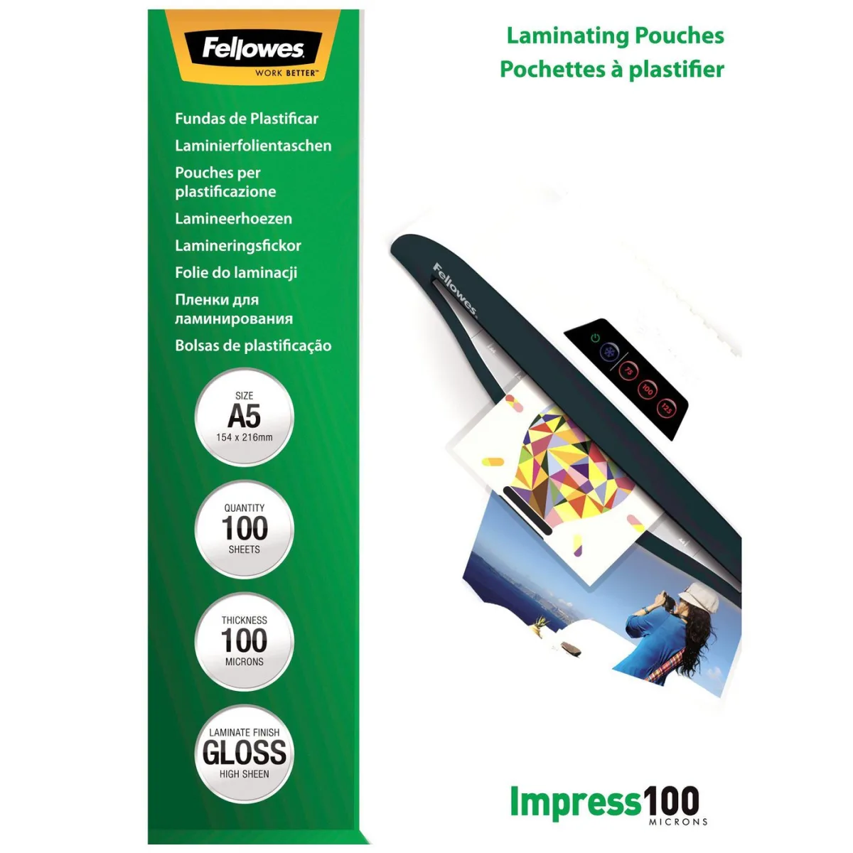 Fellowes Folie laminat A5 100mic 100buc top