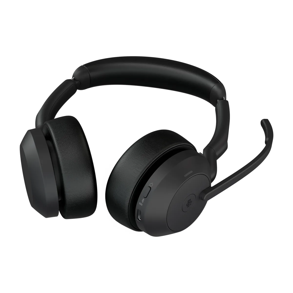 Jabra Casca EVOLVE2 55 MS 25599-999-889, binaural, On-Ear, Bluetooth, USB-C, stand incarcare angle