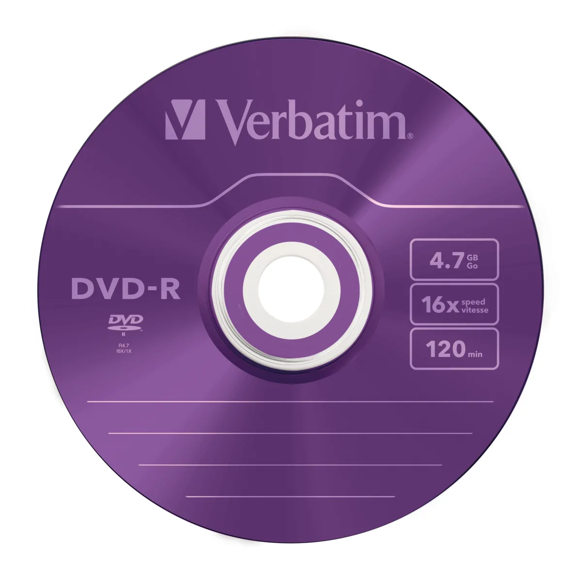 Verbatim DVD-R, 16x, 4.7GB, 120min, matt silver, Slim Case angle