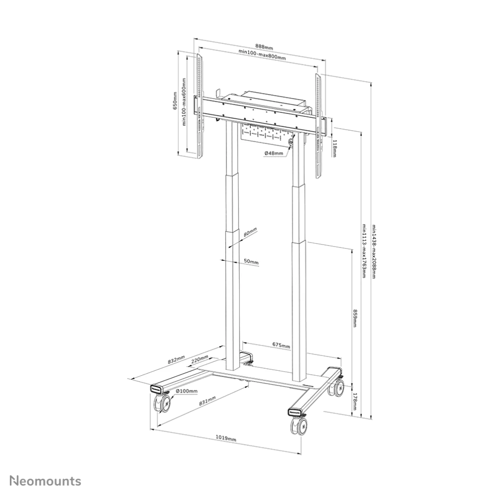 Neomounts NM NWS Stand mobil motorizat 37"-100" wh 