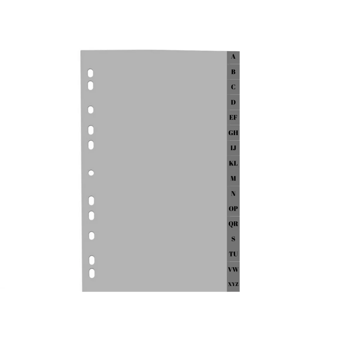 Optima Index plastic gri A4+ extra wide, 120 microni, alfabetic A-Z