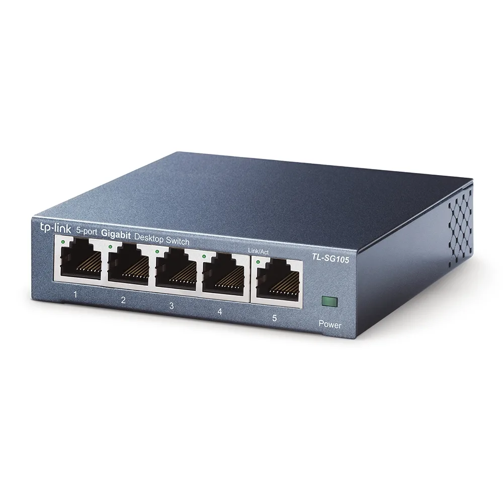 TP-Link TL-SG105 Switch 5-Port-uri 10/100/1000 Gigabit, carcasa metalica angle