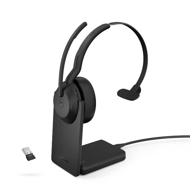 Jabra Casca EVOLVE2 55 UC fara fir, Stand incarcare inclus, Monoaural, On-Ear, USB-A