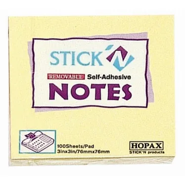 Hopax Notes adeziv 76x76mm 100 file galben pastel