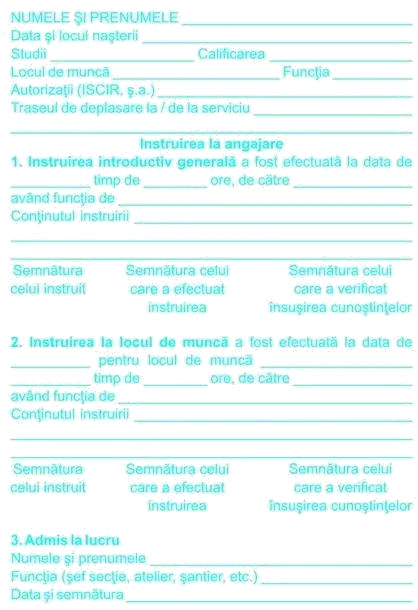Office Max Fisa individuala instructaj SSM cu declaratie traseu 