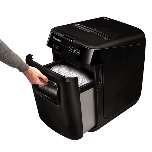 Fellowes Distrugator documente AutoMax 200M, ADF 200 coli, 10 coli manual, 2x14 mm, P-5, cos 32L 