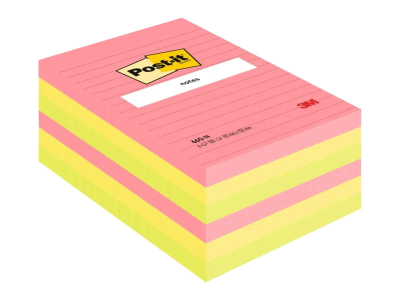 3M Notes adeziv liniat 102x152mm neon 100 file