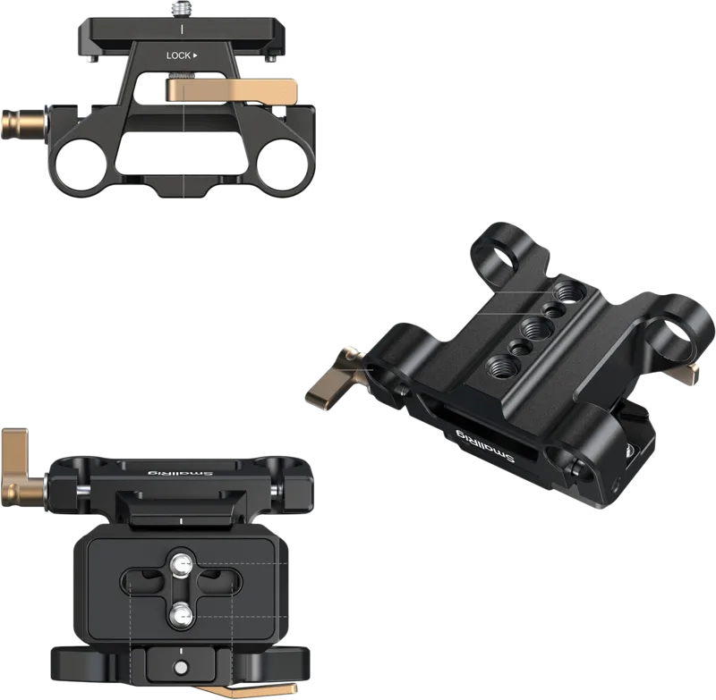 SmallRig 5365 Arca Swiss Type Mount Plate Kit with 15mm Dual Rod Clamp 