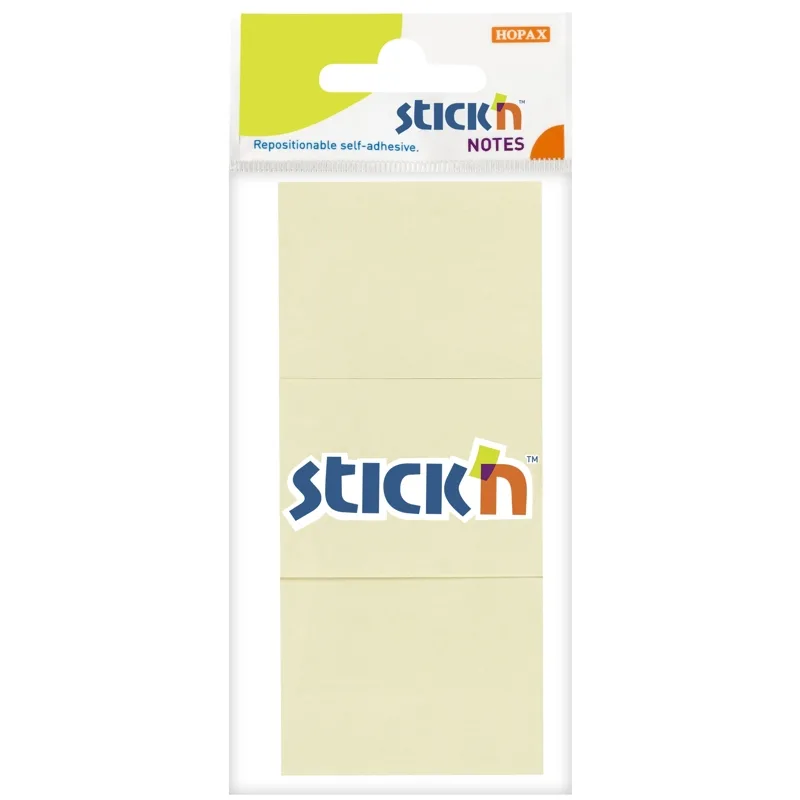 Hopax Notes adeziv 38x51mm set 3x100 file galben pastel