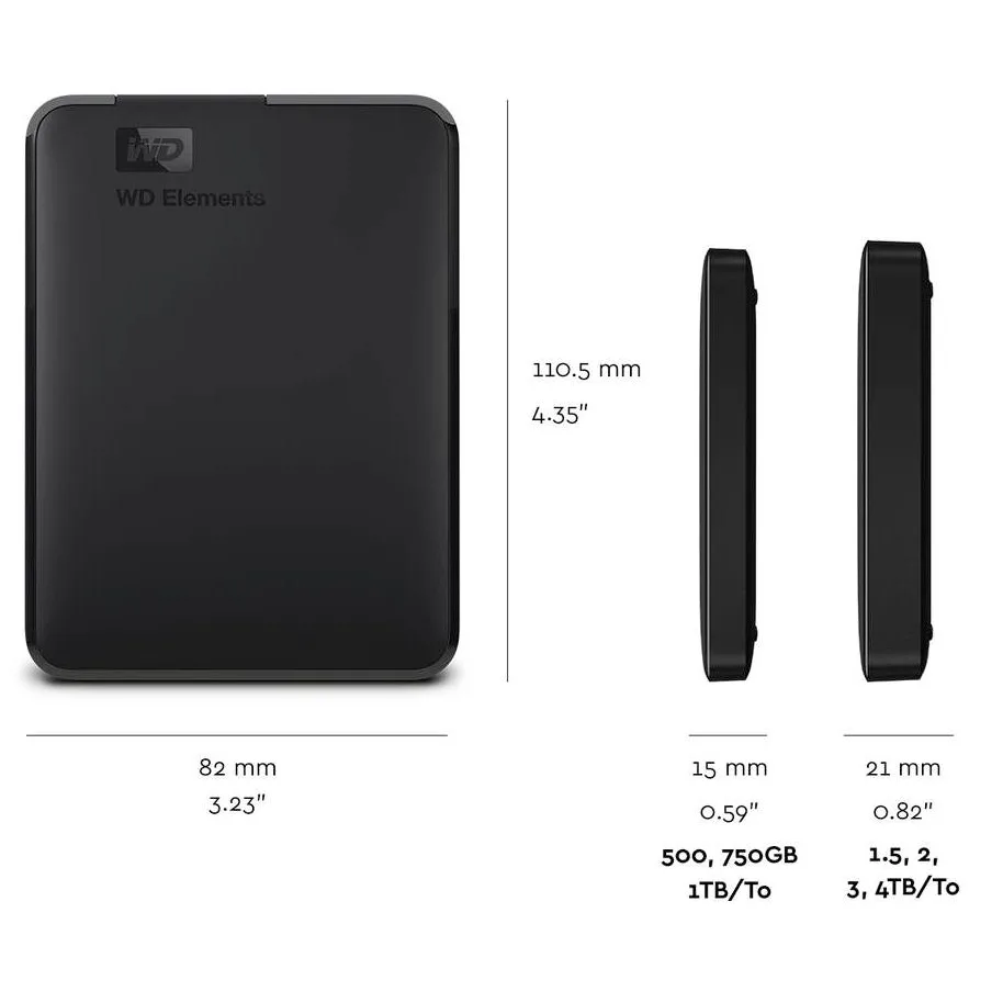 Western Digital HDD Extern WD Elements Portable 4TB, USB 3.0 Type-A, Black 