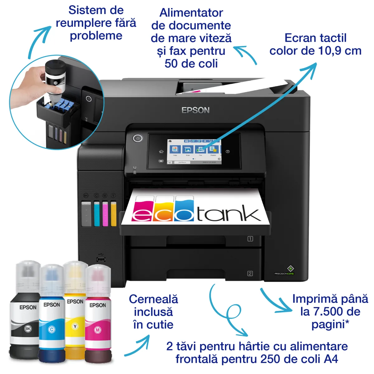 Epson EcoTank L6550 multifunctional CISS A4 fax C11CJ30402 angle
