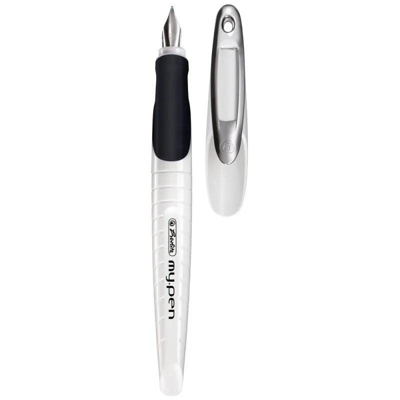 Herlitz Stilou MyPen penita M grip ergonomic alb/negru