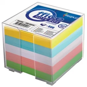 Forpus Set cub notite color 9x9cm 800 file cu suport plastic