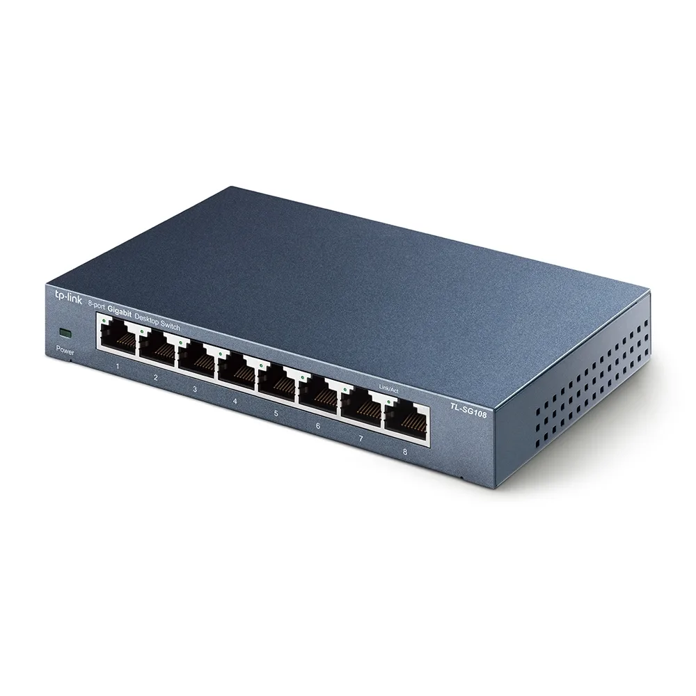 TP-Link Switch 8 porturi Gigabit. carcasa metalica (TL-SG108) angle