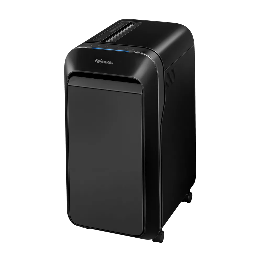 Fellowes Distrugator documente LX221 negru, 20 coli, microparticule 2x12 mm, P-5, cos 30L